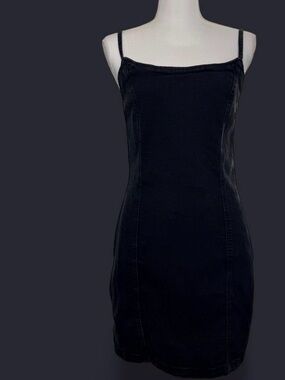 H&M Black Velvet Zip-Back Dress